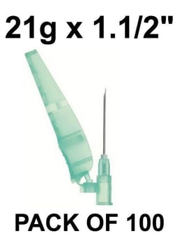 picture of Safety Hypodermic Needle - SOL-CARE - 21g X 1.1/2" (40mm) - Pack of 100 - [CM-SN2115]