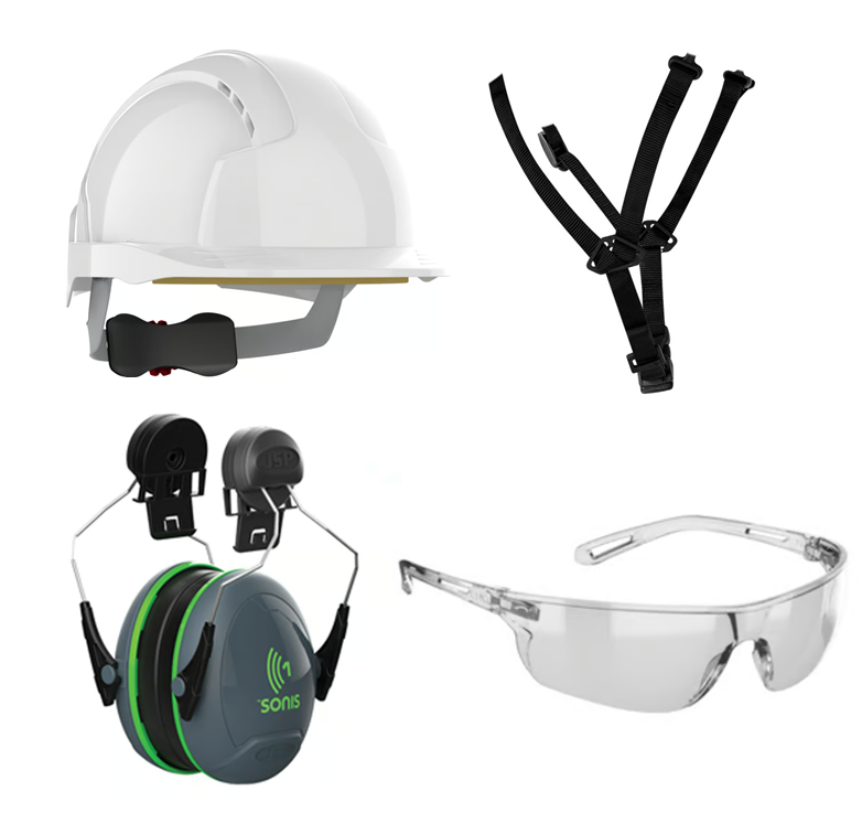 JSP Popular Kit - White EVOLite Helmet with Chin Strap - Sonis Ear Defenders & Spectacles - [IH-POPULARKIT]