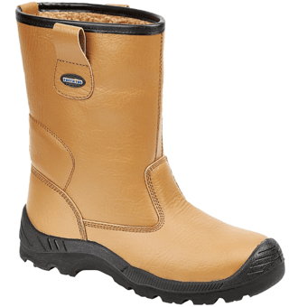 picture of Tuffking Tan Brown Fur Lined Rigger Boots S1P - SRA With Scuff Cap And Steel Midsole - [GN-9049]