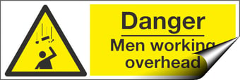 picture of Danger Men Working Overhead Sign - 600 x 200Hmm - Self Adhesive Vinyl - [AS-WA121-SAV]