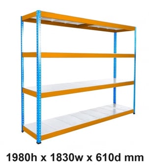 picture of BiGDUG BiG400 Racking 4 Levels - Steel Shelves - 1980h x 1830w x 610d mm - [BDU-B41918064BOS]