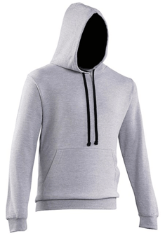 picture of Just Hoods Awdis Varsity Hoodie Heather Grey/French Navy - PLU-JH003MHGR/FNA