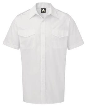 picture of The Essential Short Sleeve Pilot White Shirt - 105gsm - Polycotton - ON-5800-15-WHT