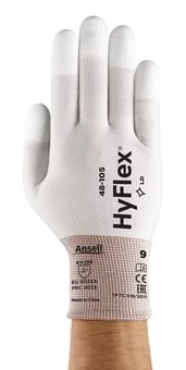 picture of Ansell HyFlex 48-105 PU Coated Light-Duty Multipurpose Gloves - White - AN-48-105