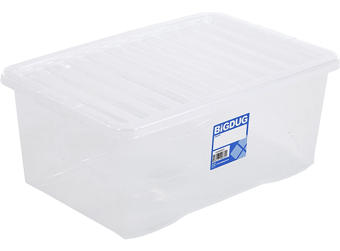 picture of BiGDUG Wham Economy Plastic Box & Lid - 45L - 260h x 400w x 600d mm - Clear - [BDU-VUB45] - (LP)