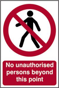 picture of Spectrum No Unauthorised Persons Beyond This Point – PVC 200 x 300mm - SCXO-CI-0622