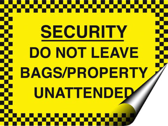 picture of Security Do Not Leave Bags/Property Unattended Sign - 400 x 300Hmm - Self Adhesive Vinyl - [AS-SEC10-SAV]