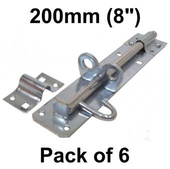 picture of ZP Brenton Padlock Bolt 2A Pattern - 200mm (8") - Pack of 6 - [CI-DB39L]