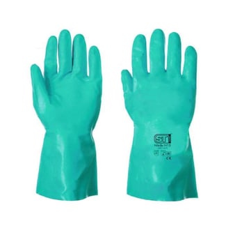 Picture of Supertouch Nitrile N15 Extra Tough Flock Lined Chemical Protection Green Gloves - ST-12331