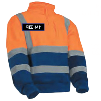 picture of Orange & Blue Sweatshirt with Stand Up Collar - 1/4 Length Zip - 280g - BI-251