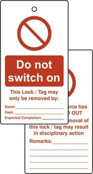 picture of Spectrum Lockout tags - Do not switch on - (Double sided 10 pack) - SCXO-CI-LOK074