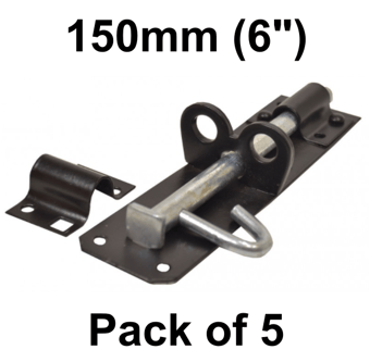picture of Black Medium Padbolt - 150mm (6") - Pack of 5 - [CI-DB152L]