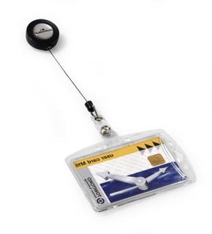 Picture of Durable - Acrylic Security Pass Holder with Badge Reel - Transparent - Pack of 10 - [DL-801219]