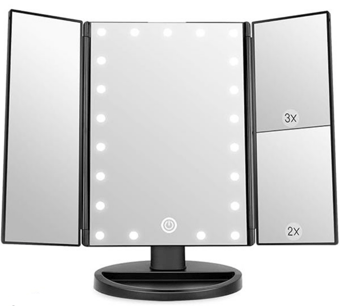 picture of Beautyworks LED Backlit Makeup Vanity Mirror Black - [PD-BWVMBK]