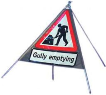 Picture of Roll-up Traffic Signs - Gully Emptying - Class 1 Ref BSEN 1899-1 2001 - 600mm Tri. - Reflective - Reinforced PVC - [QZ-7001.600.EF-V.600.GEMP]