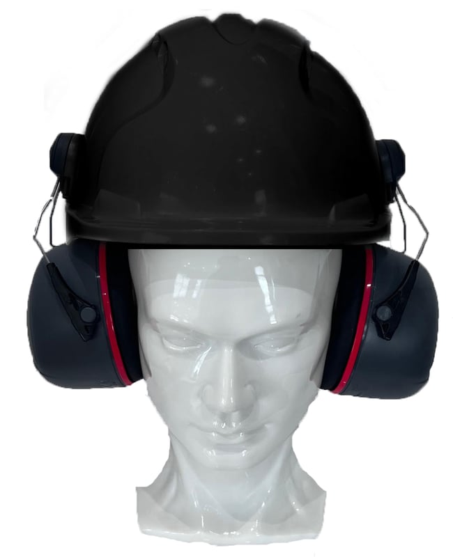 Jsp Evo3 Black Vented Hard Hat With Sonis 3 Helmet Mounted Ear Defenders - [IH-EVO3BSONIS3]