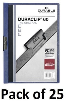 picture of Durable - DURACLIP® 60 Clip Folder - A4 - Dark Blue - Pack of 25 - [DL-220907]