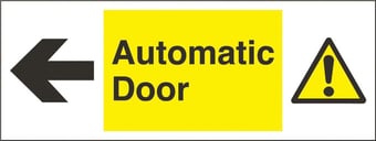 picture of Automatic Door Sign - Arrow Pointing Left - 200 x 75Hmm - Rigid Plastic - [AS-WA215-RP]