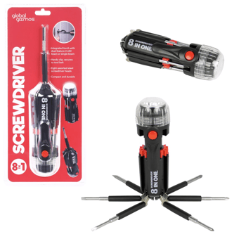picture of Global Gizmos 8in1 Screwdriver with Super Bright Light - [BNR-53390]