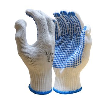 picture of Safe-T PVC Dot Grip Polyester Liner 13g Gloves White - TX-STGP59150W
