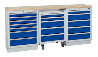 picture of BiGDUG 2041mm Wide Workbench - 1x Roll Cabinet - 7 Drawer Cabinet - 5 Drawer Cabinet - Multiplex - [BDU-TGC5R4GBM] - (LP)