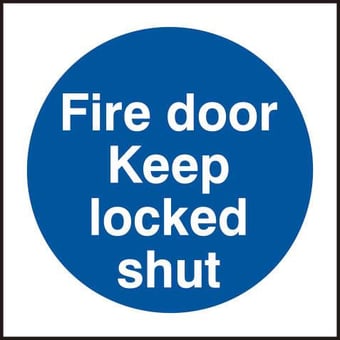 Picture of Spectrum Fire door Keep locked shut Multipack of 10 - PVC 100 x 100mm - SCXO-CI-0153P10