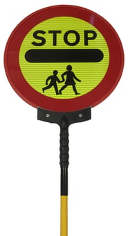 picture of Ultra-Compact Folding Lollipop "Stop Children" Sign - 450mm Diameter - Sign face with Standard Grade Reflectivity - [QZ-605.2.450.STD]