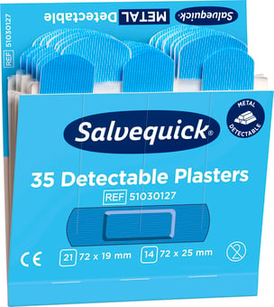 picture of Cederroth First Aid Salvequick Blue Detectable Plasters Refill Pack - 6x 35 Plasters - [SA-CD7]