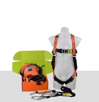 Picture of ARESTA Scaffolder Kit 8 - Double Point Harness - EEZE-KLICK Buckle - Twin Elasticated Webbing Lanyard - Backpack - EN361 EN355 - [XE-AK-S08]
