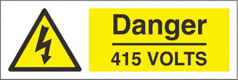 picture of Danger 415 Volts Sign - 300 x 100Hmm - Rigid Plastic - [AS-WA3-RP]