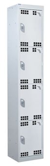 picture of QMP Tool Charging Locker - Perforated Door - RCD Plug - 4 Compartment - Light Grey - 1800H x 450W x 450D mm - [QM-BR1845454LPX]