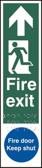 picture of Spectrum Fire Exit Man Left Arrow Up / Fire Door Keep Shut – Taktyle 75 x 300mm - SCXO-CI-TK5053BSI