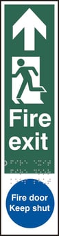 Picture of Spectrum Fire Exit Man Left Arrow Up / Fire Door Keep Shut - Taktyle 75 x 300mm - SCXO-CI-TK5053BSI