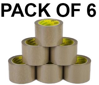picture of Brown Buff Tape - 48mm x 40m - Resistant to Diluted Acids and Alkalies - Pack of 6 Rolls - [AF-5010003280403] - (DISC-W)
