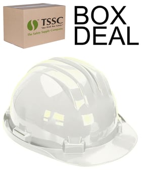 picture of Climax 5-RS Non Vented White Safety Hard Hat - Box Deal 105 Helmets - [IH-CLMOD5RSWHITE]