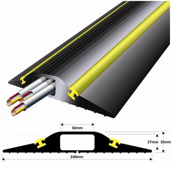 picture of Industrial (Sold as Single 1.5 Meter Roll) 56mm x 27mm Hole - Temporary Reusable Traffic Calming Cable Protector 1.5 Meter Long -  Two Products in One - No Fixing Required - [VS-TTC/4]