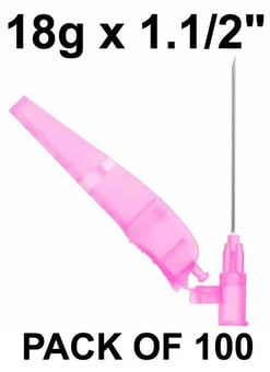 picture of Safety Hypodermic Needle - SOL-CARE - 18g X 1.1/2" (40mm) - Pack of 100 - [CM-SN1815]