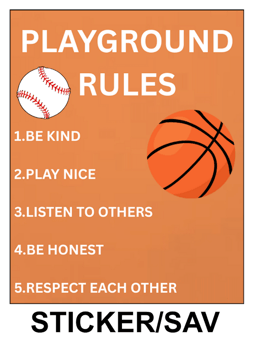 picture of Playground Rules Be Kind Sign Sticker/Sav - IH-PGR001-SAV - (LP)