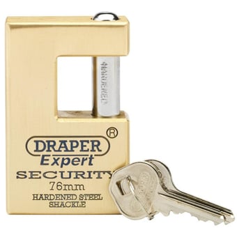 Picture of Draper - Quality Close Shackle Solid Brass Padlock and 2 Keys with Hardened Steel Shackle - 76mm - [DO-64202]