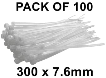 picture of Prosolve White Cable Ties - 300 x 7.6mm - Pack of 100 - [PV-PVCT3076W]