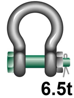 picture of Green Pin Standard Bow Shackle with Safety Nut and Bolt Pin - 6.5t W.L.L - [GT-GPSAB6.5] - (DISC-W)