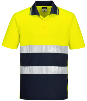 picture of Portwest S175 Hi-Vis Lightweight Contrast Polo Shirt S/S Yellow/Navy - PW-S175YNR