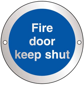 picture of Fire Door Keep Shut - BS5499 Part 1 & 5 - 75mm Dia - Aluminium - [AS-SAT27-ALU]