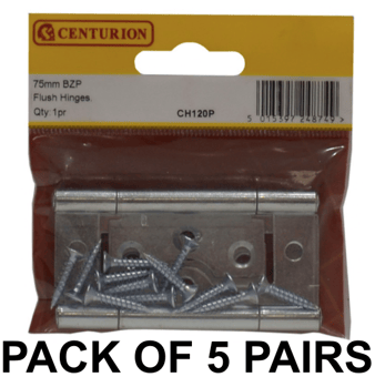 picture of Centurion BZP Flush Hinges - 75mm - Pack of 5 Pairs - [CI-CH120P]