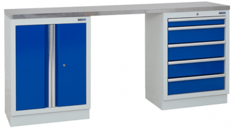 picture of BiGDUG 2041mm Wide Workbench - 2 Door Cupboard - 5 Drawer Cabinet - Stainless Worktop - [BDU-TGC104GBS] - (LP)