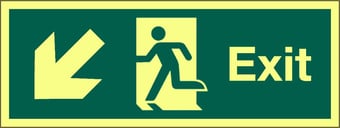 picture of Photoluminescent Exit Sign - Arrow South West - 400 x 150Hmm - Self Adhesive Rigid Plastic - [AS-PH24-SARP]