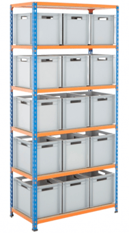 picture of BiGDUG BiG340 Shelving - 1980h x 915w x 455d mm - 15 x 25L Euro Containers - [BDU-UZK69415]