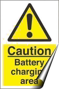 picture of Caution Battery Charging Area Sign - 200 x 300Hmm - Self Adhesive Vinyl - [AS-WA252-SAV]