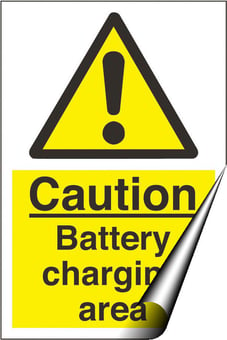 picture of Caution Battery Charging Area Sign - 200 x 300Hmm - Self Adhesive Vinyl - [AS-WA252-SAV]