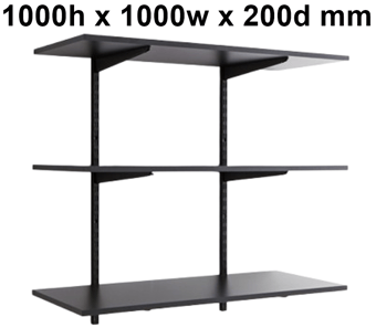 picture of BiGDUG Garage Wall Mounted Shelving Kit - 1000h x 1000w x 200d mm - 3 Graphite Grey Melamine Levels - [BDU-TSB1023GG]
